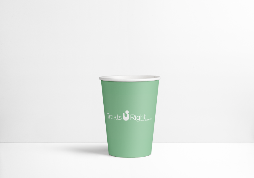 Graphic design. Cup. Mock Up. Logo. Treats U Right Face and Body.